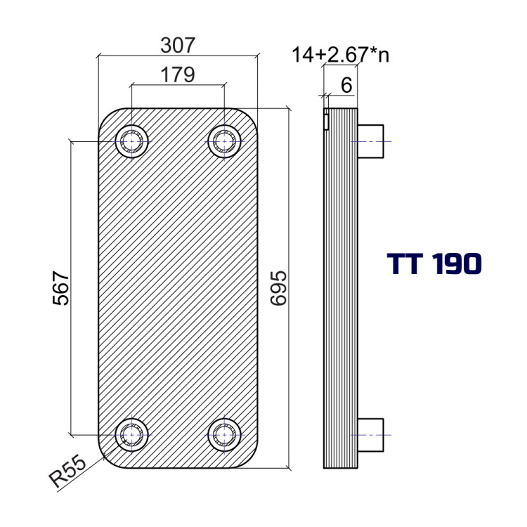 Теплообменник ТТ190-160Н-4.5 с ногами